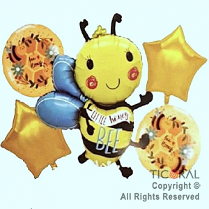 SET DE GLOBOS METALIZADOS ABEJITA BEE 5 UNIDADES X 1